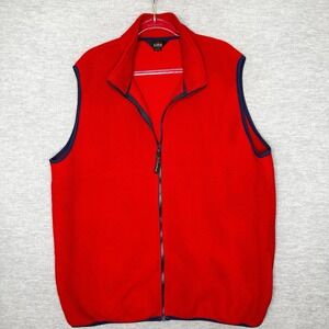 Vintage 90s LL‎ Bean Outdoors Mens Size XL Tall Full Zip Fleece Vest Jacket Red